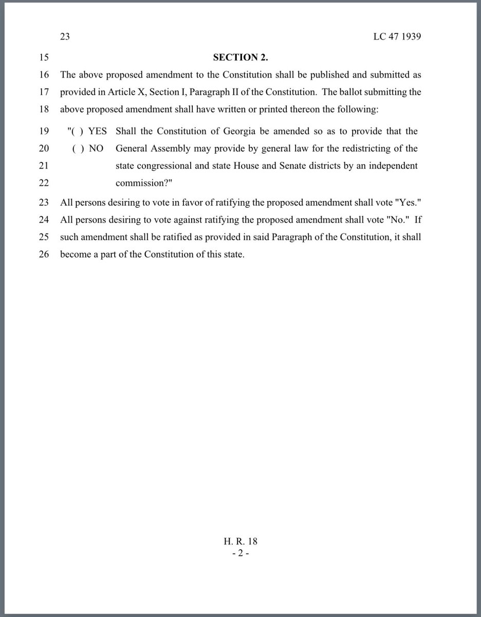This seems like a good time to remind everyone about my resolution #HR18, proposing a ballot referendum question to determine whether Georgians would prefer an independent redistricting commission draw our electoral maps.

Read #HR18 here: legis.ga.gov/legislation/63…