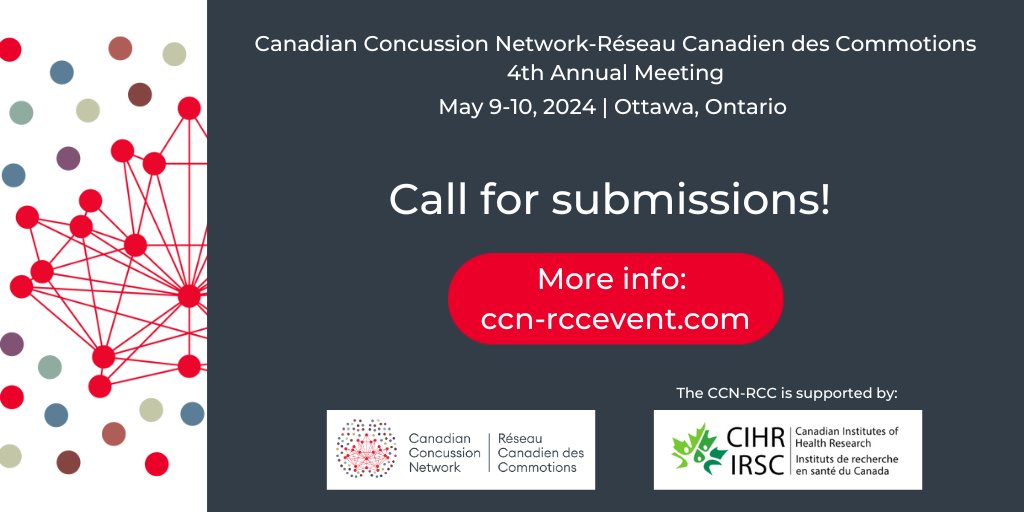 ❗️Call for Submissions❗️

The call for submissions for the Canadian Concussion Network-Réseau Canadien des Commotions 4th Annual Meeting is now open.

Submissions are being accepted for symposia and individual scientific abstracts. 

🗓️Feb 1, 2024
🔗 ccn-rccevent.com/submit-a-propo…