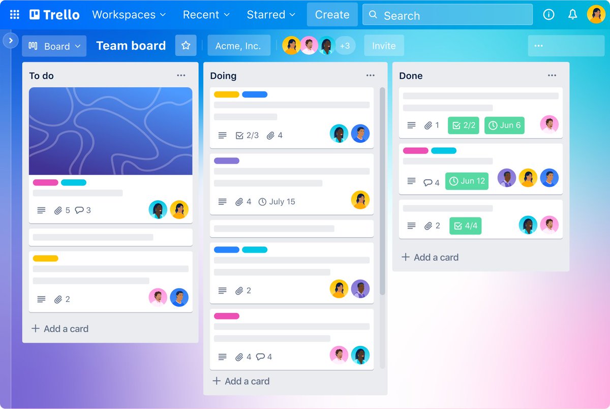 Thewebsitehome's tweet photo. 1/ 🚀 Trello: Organize your tasks effortlessly! Trello uses AI to help you manage projects, collaborate with teams, and stay on top of deadlines. Say goodbye to chaos and hello to productivity. #TrelloPower #TaskMasterAI https://t.co/Ubz67xU0R6