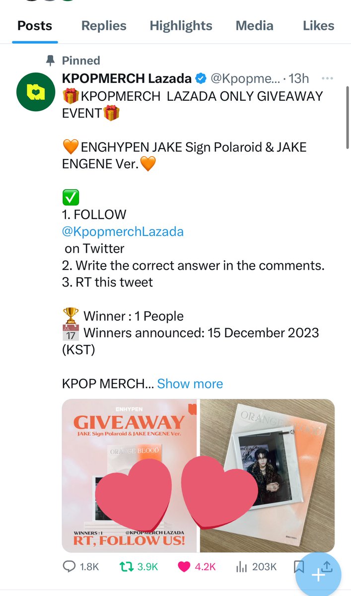 kaypooop's tweet photo. @KpopmerchLazada hoping to win KPOPMERCH  LAZADA ONLY GIVEAWAY EVENT🎁

🧡ENGHYPEN JAKE Sign Polaroid &amp; JAKE ENGENE Ver.🧡

#GIVEAWAY #KPOPMERCH #LAZADA #ENGHYPEN #JAKE #ENGENE #ORANGEBLOOD #กิจกรรมพิเศษ https://t.co/o5VWQAEsOq