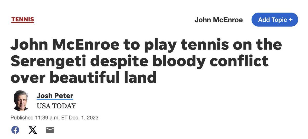 .@USATODAY - The fame of the #McEnroe brothers and #sports are being used to hide “travesty on the ground’’ - @mittaloak 🎾 As the #EpicTanzaniaTour begins in #Tanzania today, read about how the tour is complicit in @SuluhuSamia’s brutal campaign against the #Maasai:
