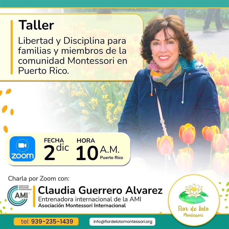 PrWildflower's tweet photo. ¿Interesado en conocer más sobre la Educación Montessori?
Taller GRATUITO por zoom- sábado 2 de diciembre 
Descubre el equilibrio perfecto entre libertad y disciplina para el desarrollo holistico de tus hijos.

¡Te esperamos! 
939-235-1439
Enlace
https://t.co/2uLUT66DfQ... https://t.co/8obnI9TLYM