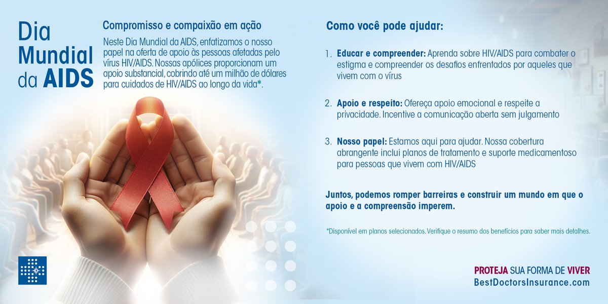 Día Internacional de la Lucha contra el SIDA:
Compromiso y compasión es nuestra misión

World AIDS Day:
Commitment and compassion in action

Dia Mundial da AIDS:
Compromisso e compaixão em ação

#bestdoctorsinsurance #bdi