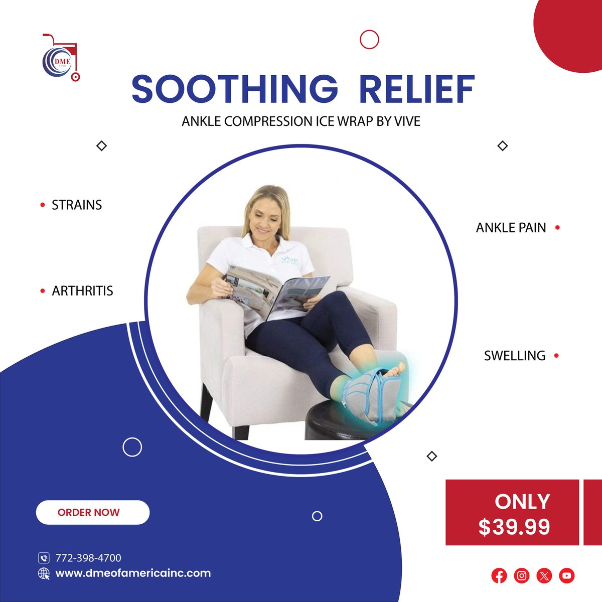 𝗖𝗵𝗶𝗹𝗹 & 𝗛𝗲𝗮𝗹 The Ultimate Ankle Relief! Say Goodbye to Pain, Strains, Swelling, and Arthritis with Our Ankle Compression Ice Wrap! Order at: dmeofamericainc.com/products/ankle… #healing #anklepain #painmanagment #painreleif #anklecare #medicalsupplies #dmeofamericainc