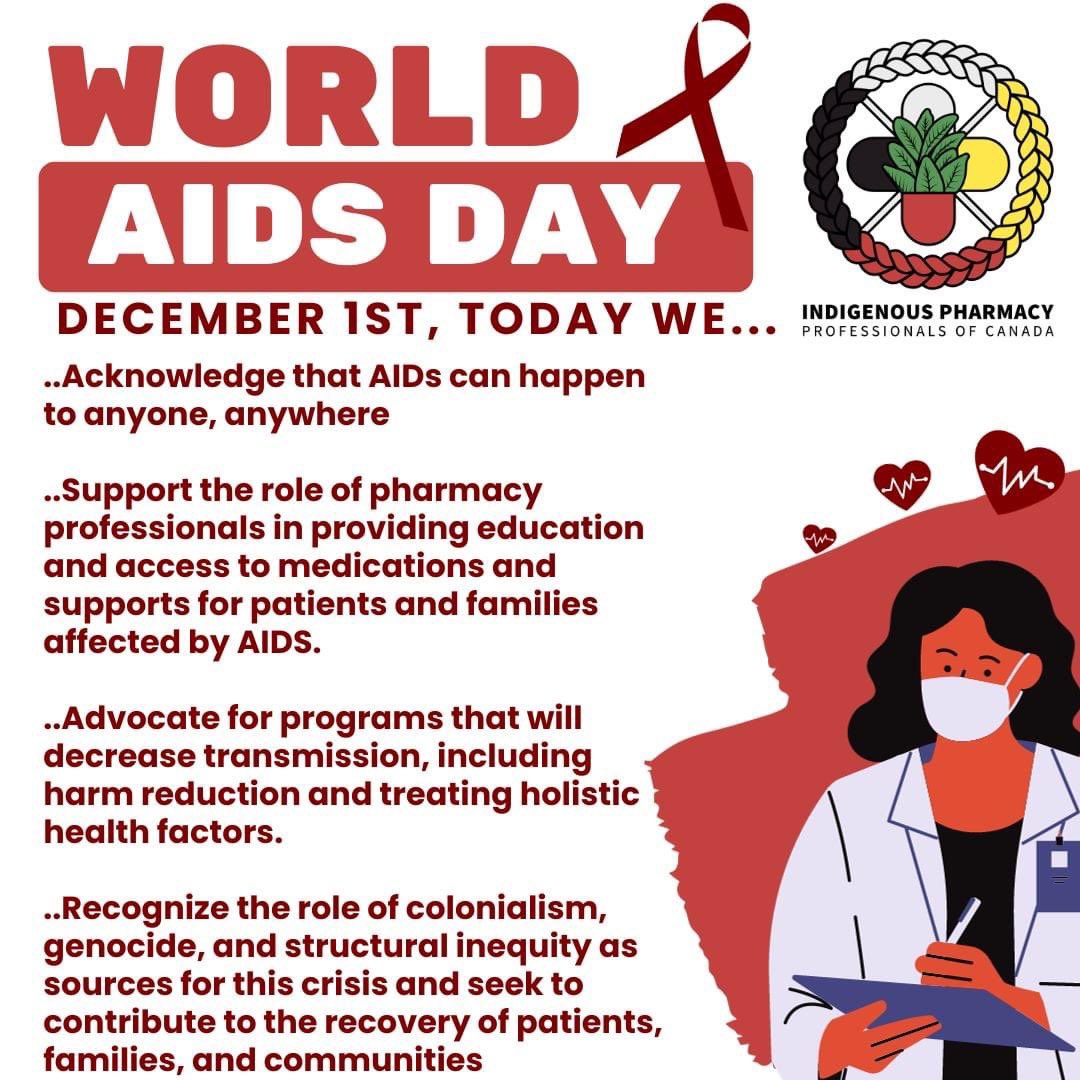 #WorldAIDSDay is supported by #Indigenous #pharmacy professionals❤