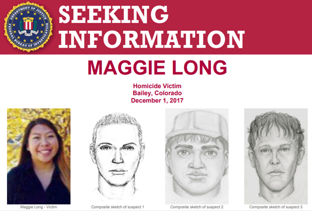 The #FBI is offering a reward of up to $20,000 for info leading to the arrest and conviction of the individuals responsible for the death of Maggie Long, whose body was found on Dec 1, 2017, after a house fire in Bailey, CO: fbi.gov/wanted/seeking…