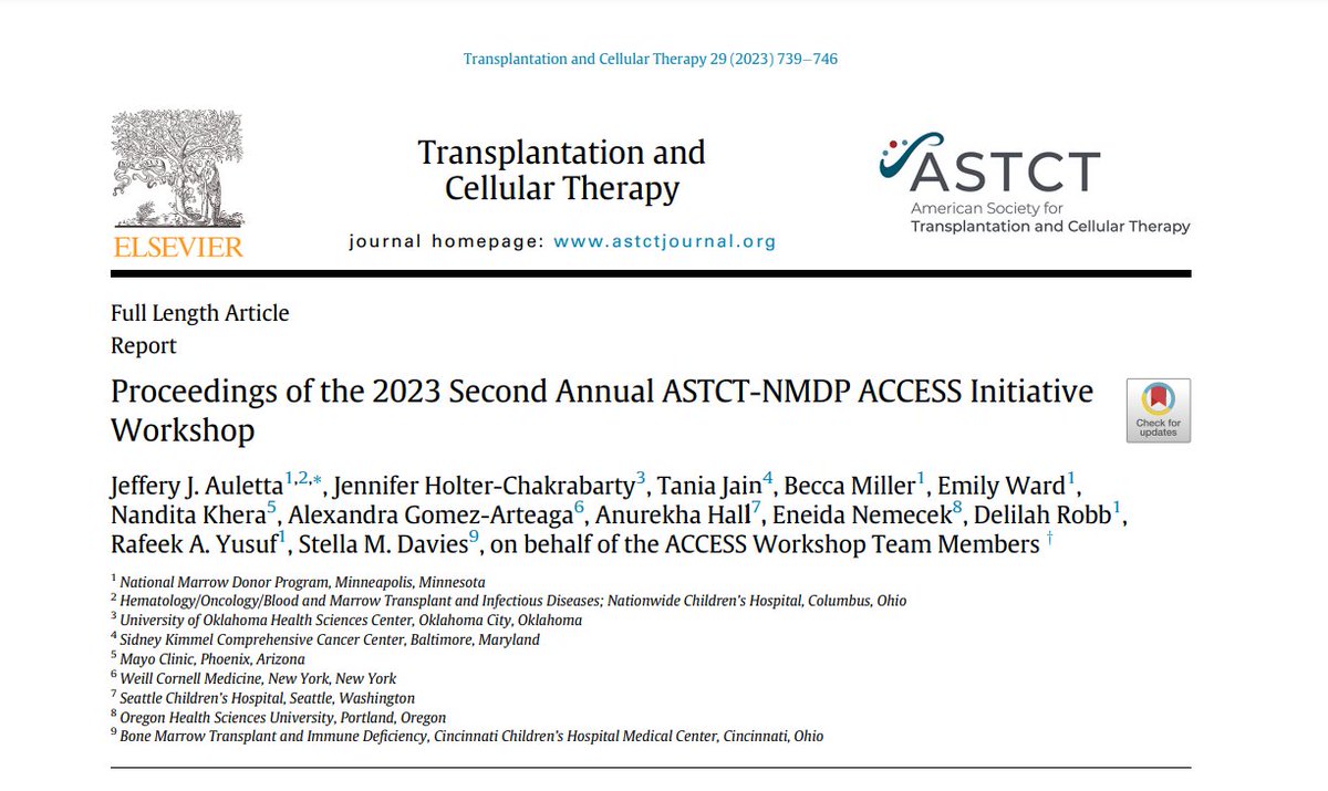 The ACCESS Initiative is a joint collaborative effort between ASTCT & @BeTheMatch to reduce barriers & improve outcome disparities for HCT/CT patients. Read the proceedings from the most recent ASTCT & @BTMPublicPolicy #ACCESS Initiative meeting: ow.ly/6tCj50Qe900