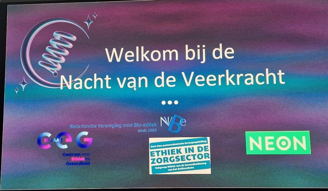 Aanwezig bij de nacht van de veerkracht. Onder andere georganiseerd door Het Neon- Netwerk ethiek ondersteuning Nederland