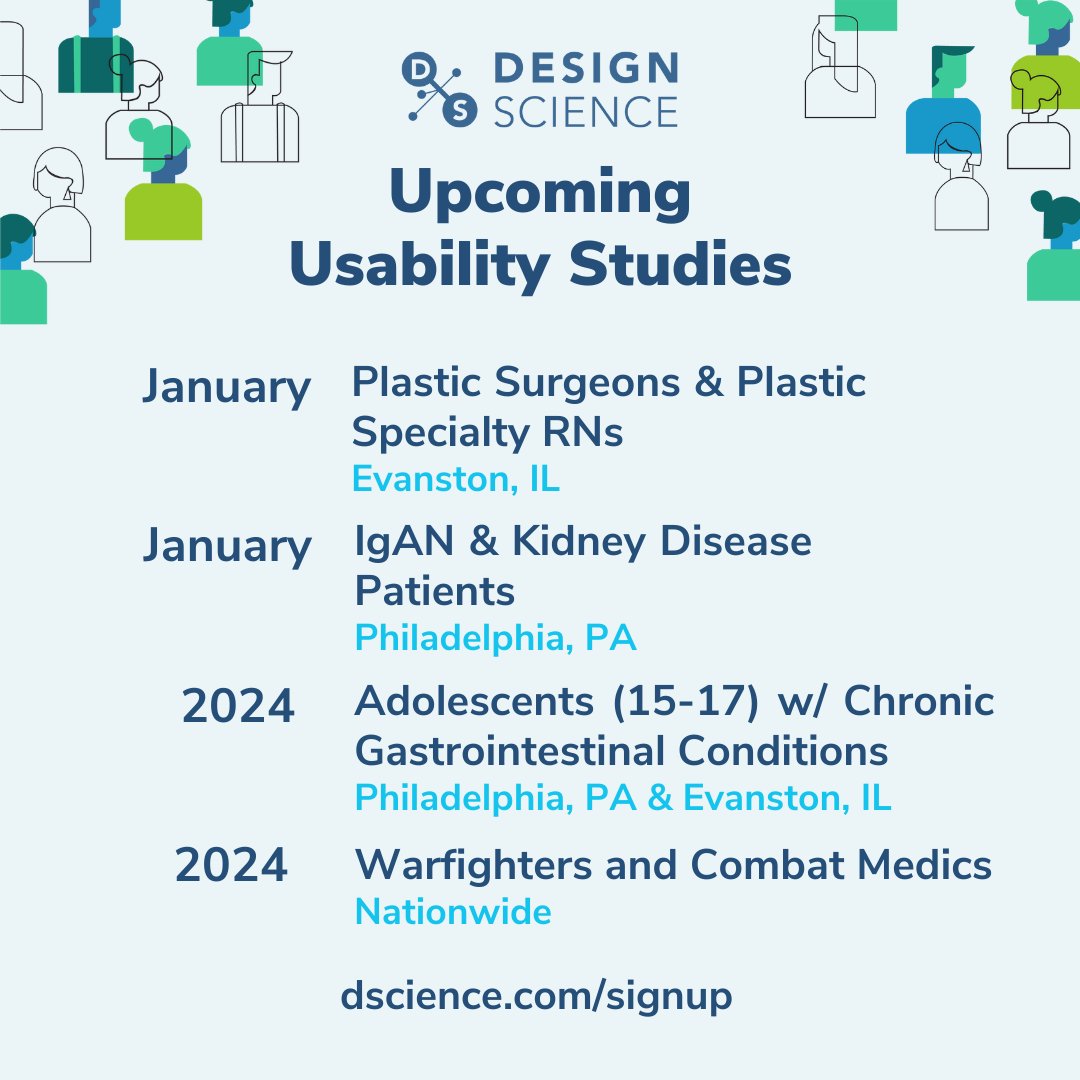 designscience's tweet image. We&apos;re thrilled to announce our final Usability Study Lineup for 2023!  Your voice matters, and together, we&apos;re shaping the future of medical technology! #usabilitystartshere #healthcare #HCP #patient #caregiver #Kidneydiseasewarrior #guthealth #diabetes #diabeteswarrior #parents