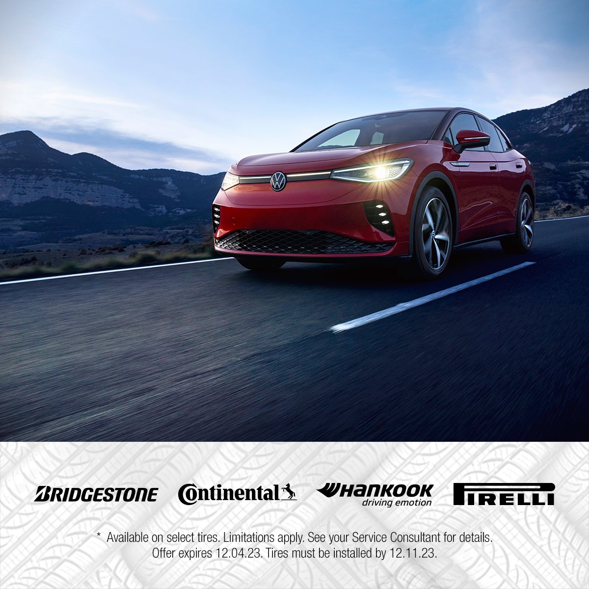 vwpasadena's tweet photo. VW Tire Store FLASH SALE! 🔥 🔥 

Buy 3 tires and get the 4th for $1!
Available on select sets of four Bridgestone, Continental, Hankook, and Pirelli tires from the VW Tire Store.
Learn more: https://t.co/u4bJyoXl7l

#VWPasadena #VW #Pasadena #Volkswagen #VWtires https://t.co/S6CYY6vuZT