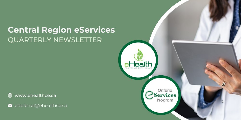 eHealthCE's tweet photo. Our #eServicesProgramOntario Central Deployment Team just sent out their eCE Newsletter for clinicians and #OntarioHealthTeams in the Central Region! Read it here: https://t.co/1NPchoSgdV https://t.co/PgvuAZAECq