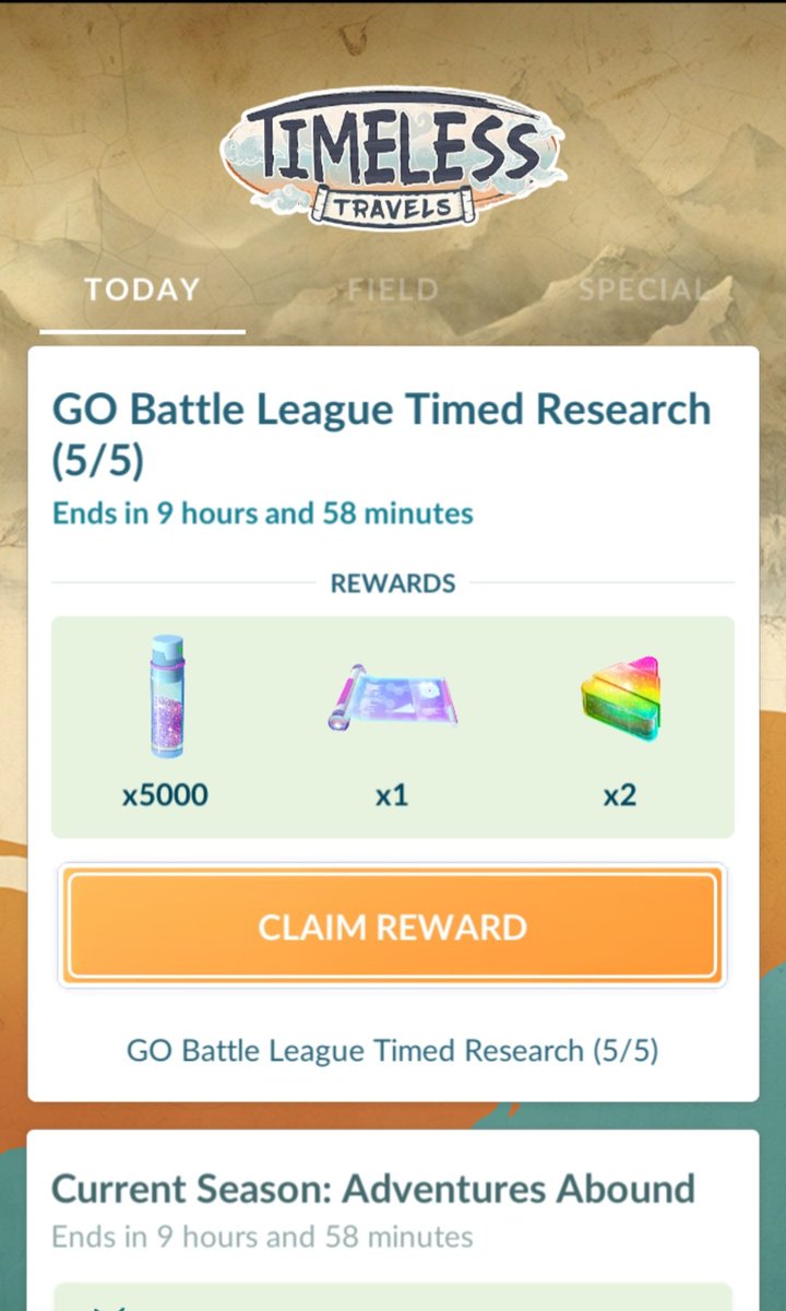Wrapping up S16 here, with my highest ending ELO, but more importantly for the first time ever...completing the Go Battle League Timed Research.

One of the highest # of battles for me. Maybe I'll be even more motivated in Timeless Travels!

#PokemonGO
#GoBattleLeague