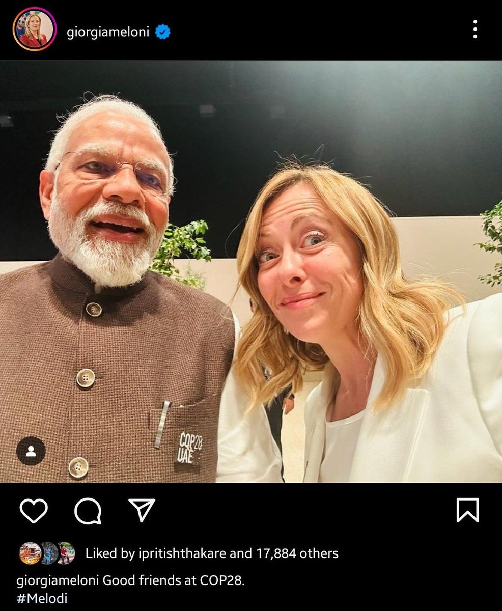 ShoaibIND's tweet photo. What a Melodi. 😍🤳
Mark my words: These selfies are going to break all records! 🔥🔥
#Melodi #GiorgiaMeloni #COP28UAE #ModiInDubai https://t.co/91fAvfVesS