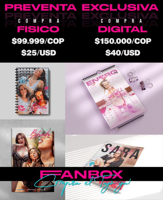 🩷FANBOX🩷 SARA BLONDE🔥 👉🏻 Calendario 2024  👉🏻 Agenda 2 materias  👉🏻 Poster  👉🏻 Revista  👉🏻 stikers 👉🏻