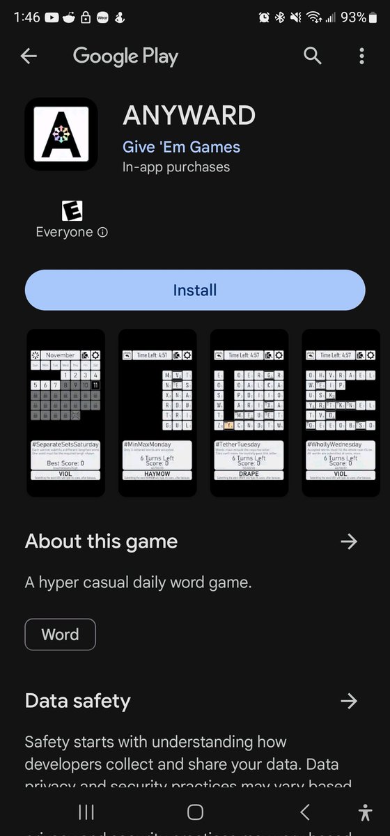 GiveEmGames's tweet photo. ANYWARD is now live in the Google Play!!!
If you are into Word Games, give it a try. 

https://t.co/08h5oYrmdO

#word #game #puzzles #mobilegames #crossword #gamedev #indiegame #scrabble #wordle #android #apple https://t.co/gsvYYfxsKL