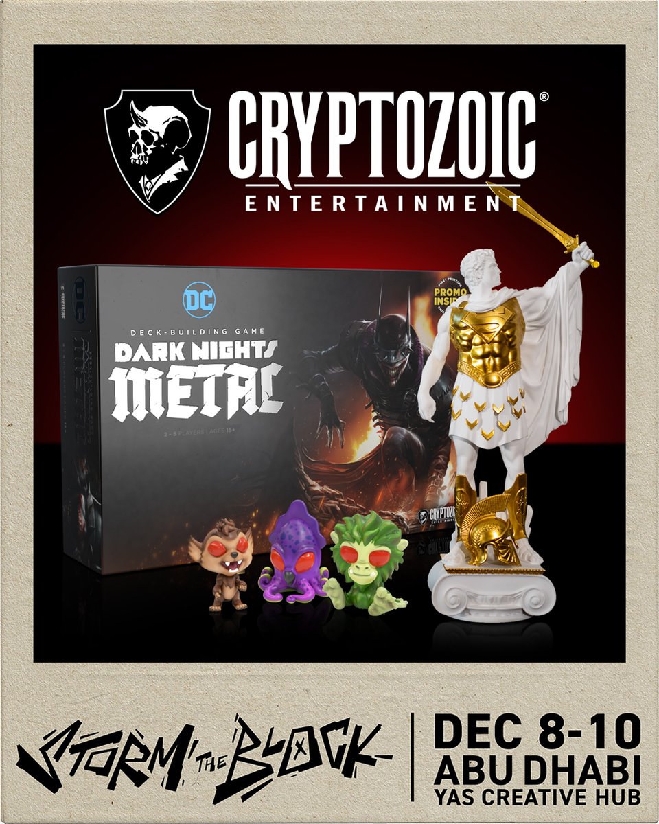 Cryptozoic's tweet photo. Only a few weeks until Yas Island in Abu Dhabi for @Stormtheblock!
🙌Can’t wait to join @sandstormcomics for this one-of-a-kind event.
Storm the Block is completely open to the public, I hope to see you there! 😊
#Stormtheblock #SandstormComics #Sandstorm #YasCreativeHub #UAE https://t.co/3ZVmGsgLSw