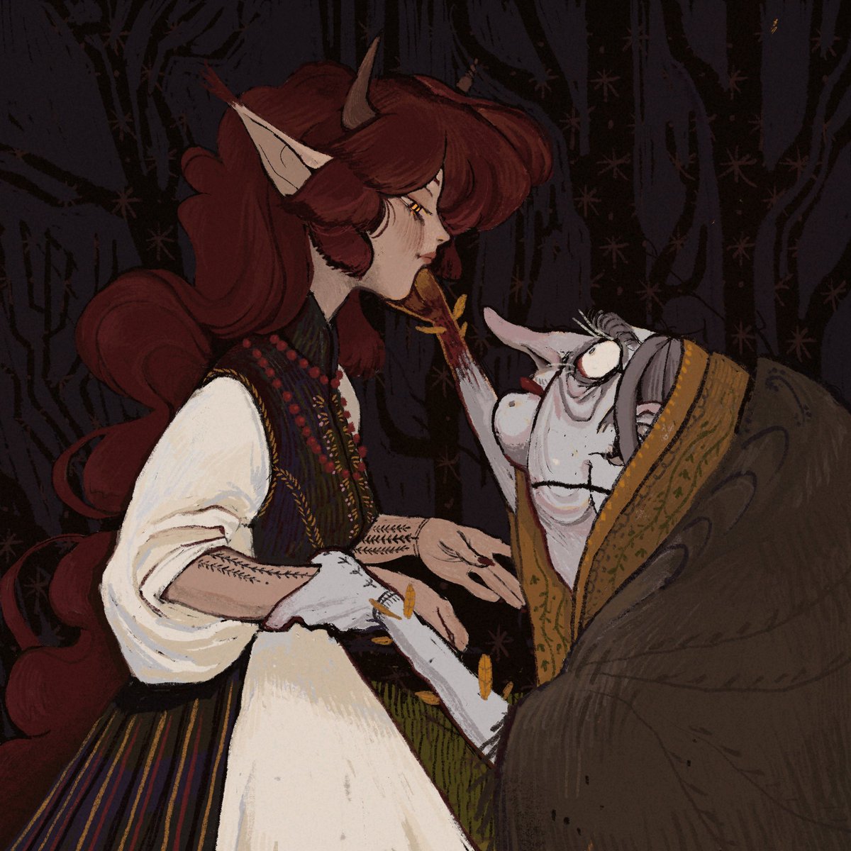 hexhogsart's tweet photo. Forest witch and cow witch https://t.co/PmEMTsrKbu