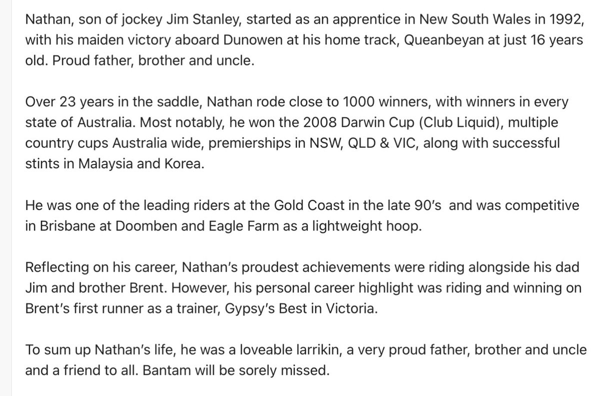 stevejoseph69's tweet photo. Vale Nathan Stanley 
#rip
@RadioTABAus https://t.co/TXcw84U66w