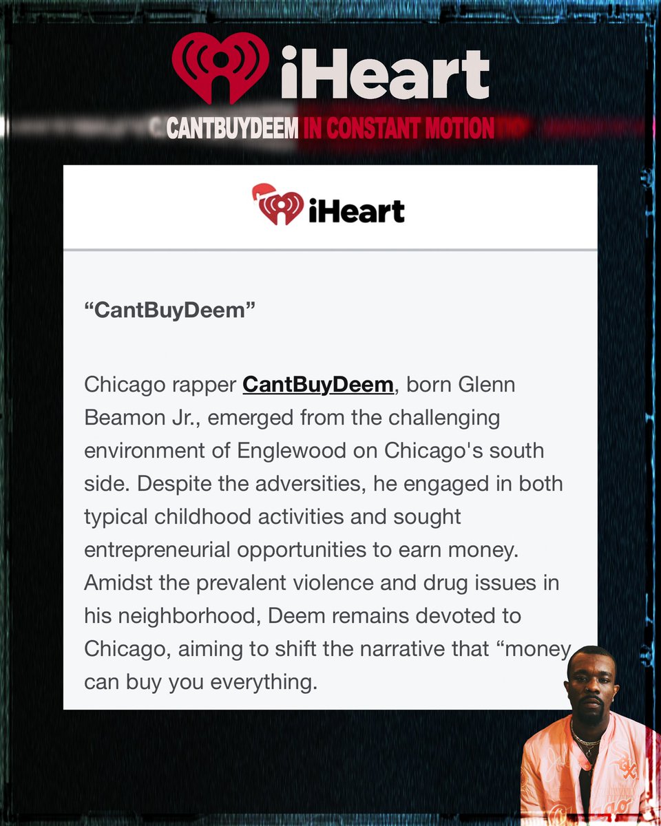 cantbuydeem's tweet photo. Aaaaaand we’re also on @iHeartRadio S/O to @_JakeShaw_ for yet another 🔌 . U can’t listen to my ENTIRE catalog on the #iheart app also. Full article on https://t.co/i53CfLUZhk of course 🔋🔋🔋🔋
#article #bestof2023 #Realityraps https://t.co/xVPjC0G6dN