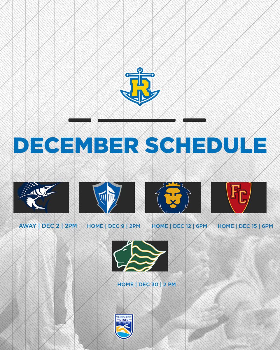 🎄CHRISTMAS TIME IS HERE❗️
 ~ all the games for the month are below~
Note: First game is AWAY while all the others are HOME!! 

COME SUPPORT! 💙💛
#rollinswbb #rolltars⚓️