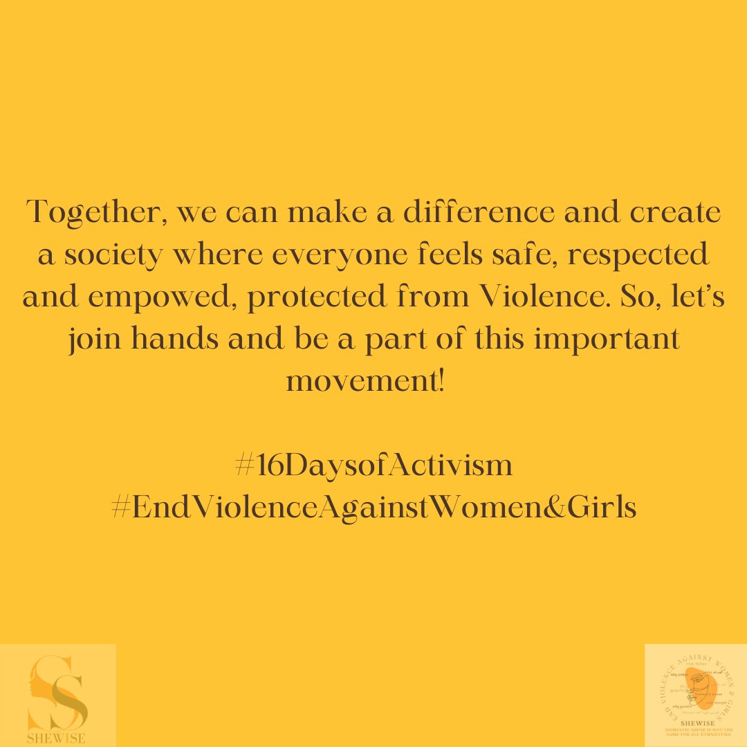 Join us and take part in #16DaysOfActivism . Together, we can make a difference and create a society where everyone feels safe, respected and empowered, protected from Violence. #EndViolenceAgainstWomenandGirls #EndGenderBasedViolence