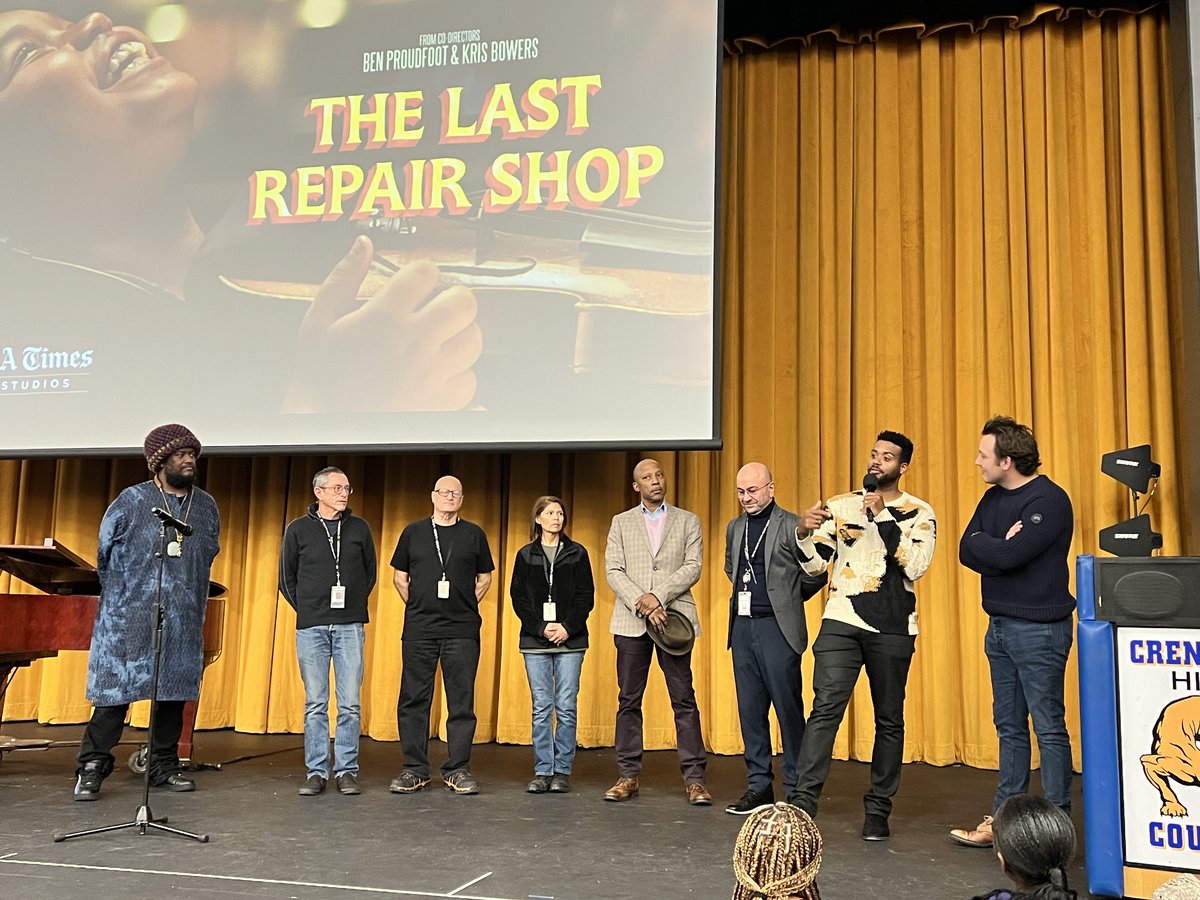 LAUSDSup's tweet photo. “No matter what you do, do it with love.” Amazing advice on life, careers and commitment to service from the Repair Shop team, music teachers and LAUSD alumni (now an award-winning musician) at today’s screening at Crenshaw. Thanks to all for a wonderful event. https://t.co/6twymBB0KU
