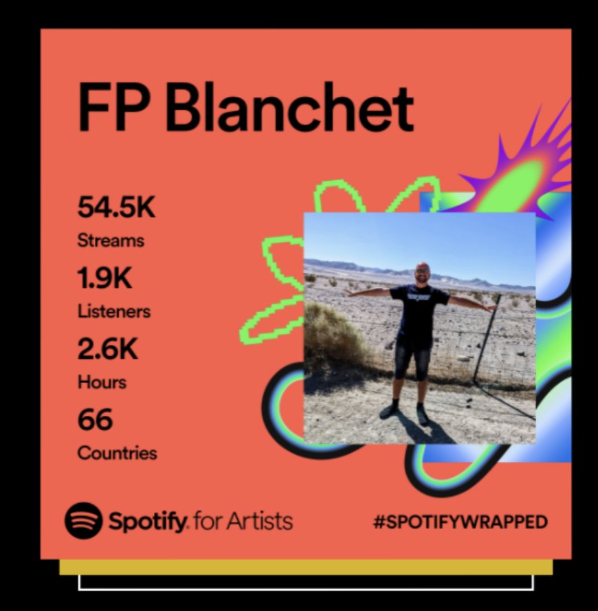 FPBlanchet's tweet photo. Ma musique continue sa belle progression, merci à tous ceux qui écoute mes chansons sur Spotify 🙏
#SpotifyWrapped #Spotify https://t.co/PHxqlluURp