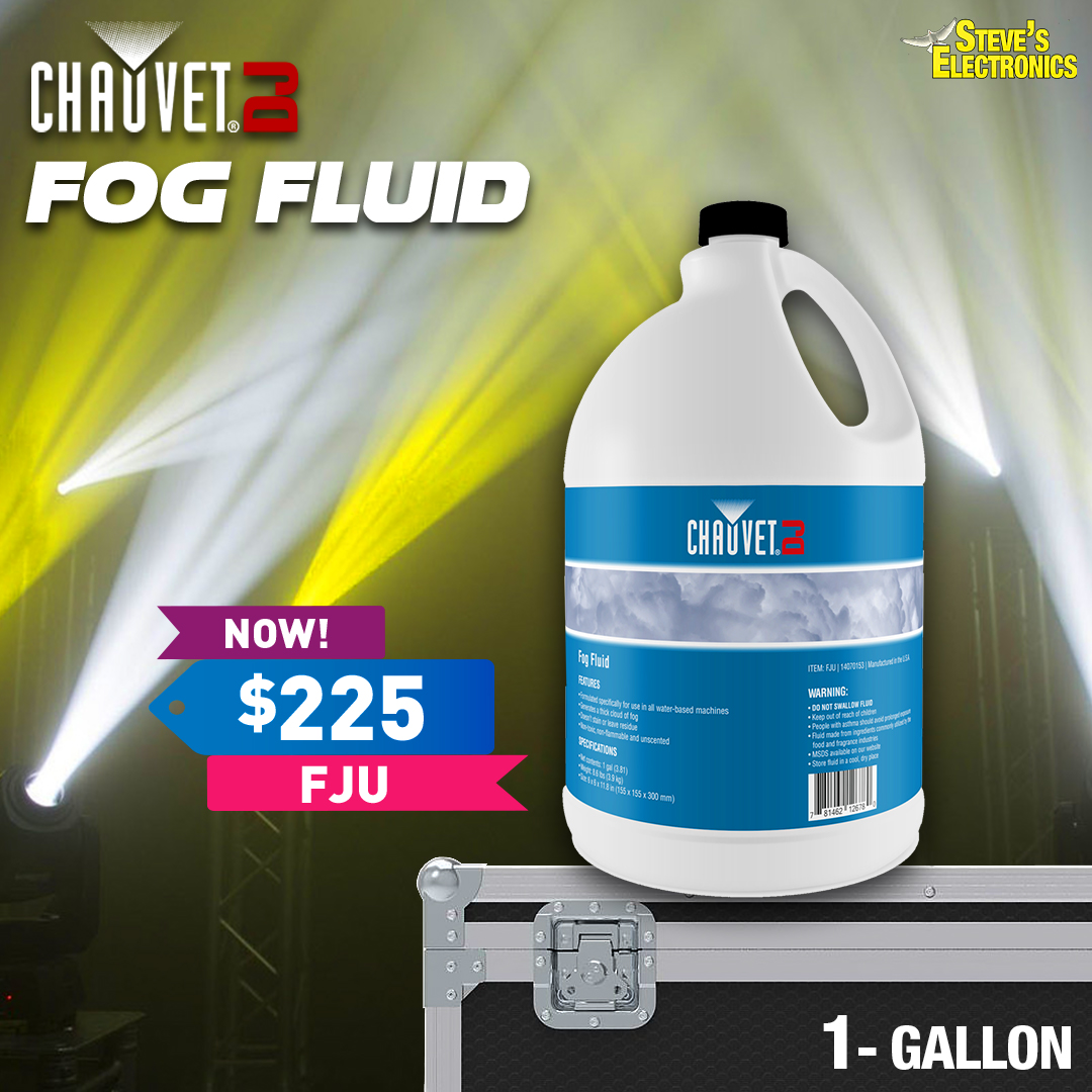 StevesEtronics's tweet photo. #ChauvetTT FJU Premium Grade Fog Fluid is Back in Stock! Not all Fog Fluids are Equal. Don't Gamble with the Lifespan of your Fog Machine by using that other Watered-Down Muck! $225/gallon and #AvailableAtSteves https://t.co/hkz83tlwT4