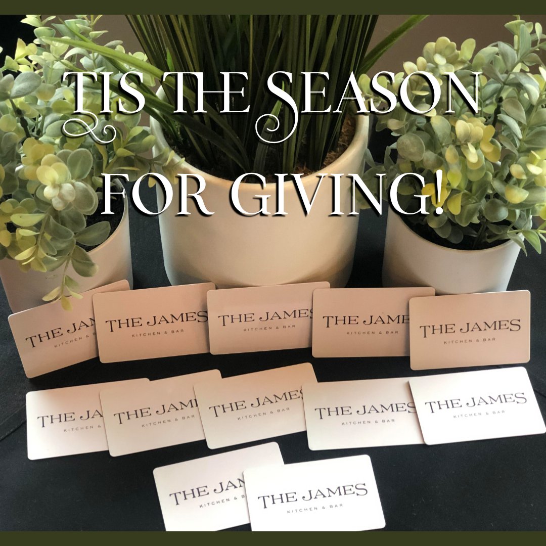 For the entire month of December, The James Kitchen &amp; Bar is offering an amazing deal: Get an ADDITIONAL $20.00 for every $100.00 gift card purchase! 🎉 🤯
..........................
Don't miss out on this incredible offer and treat your loved ones or colleagues! 🎁