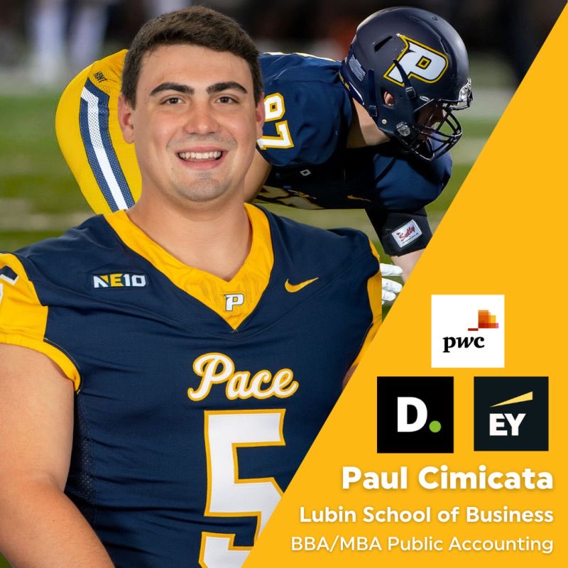 Andy Rondeau (@andy_rondeau_1) on Twitter photo Meet <a href="/11_cimicata/">Paul Cimicata</a>, a Lubin BBA/MBA in Public Accounting major and phenomenal @PaceUFootball1 athlete. Amazing internship opportunities will yield an amazing job opportunity. Paul gets it done on and off the field! #PaceAdvantage Meet <a href="/11_cimicata/">Paul Cimicata</a>, a Lubin BBA/MBA in Public Accounting major and phenomenal @PaceUFootball1 athlete. Amazing internship opportunities will yield an amazing job opportunity. Paul gets it done on and off the field! #PaceAdvantage