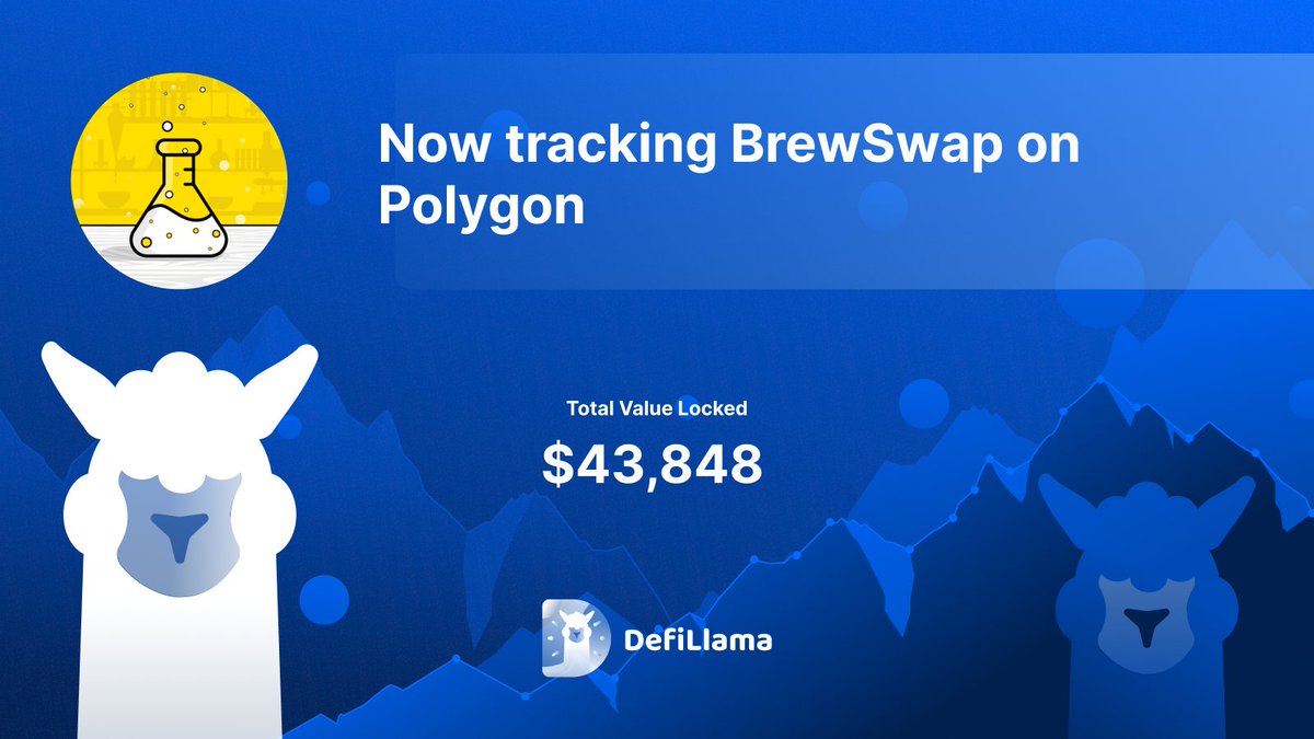 DefiLlama's tweet image. Now tracking BrewSwap @TeamBrewlabs on @0xPolygon 

Decentralized exchange on Polygon