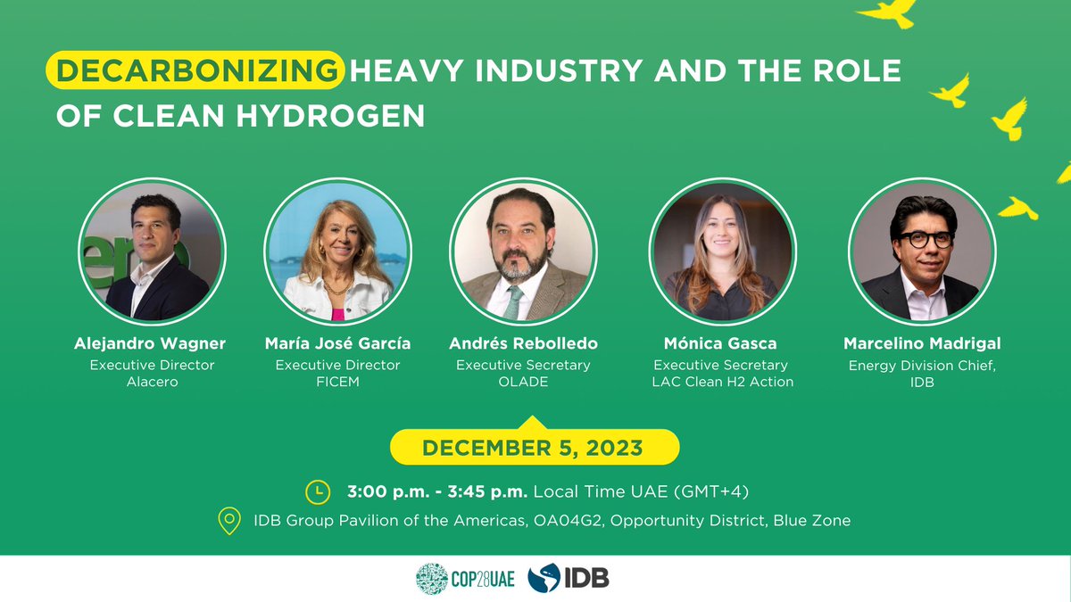 asoh2colombia's tweet photo. #COP28 🌎
🗓️4 y 5 diciembre
@MonicaGascaR Directora Ejecutiva #H2colombia y Secretaria Ejecutiva de la alianza Lac Clean Hydrogen Action, participará en el siguiente panel organizado por @el_BID.
Transmisión en vivo aquí 👉 https://t.co/zk7bZHN9aH https://t.co/Gn4sfHtrXl