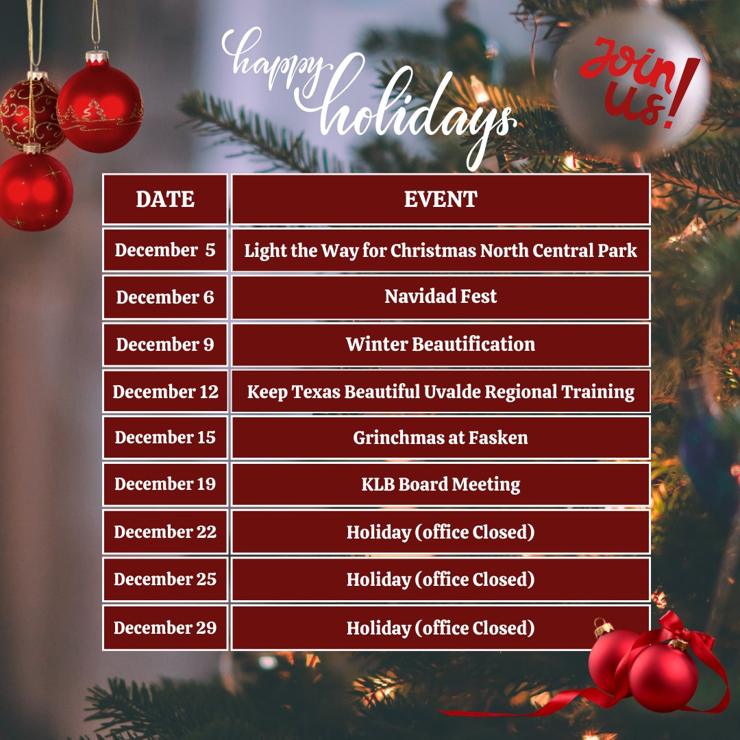 BeautifulLaredo's tweet photo. Take a look at our December Calander 🎄🎅 https://t.co/TTUhVKgKes