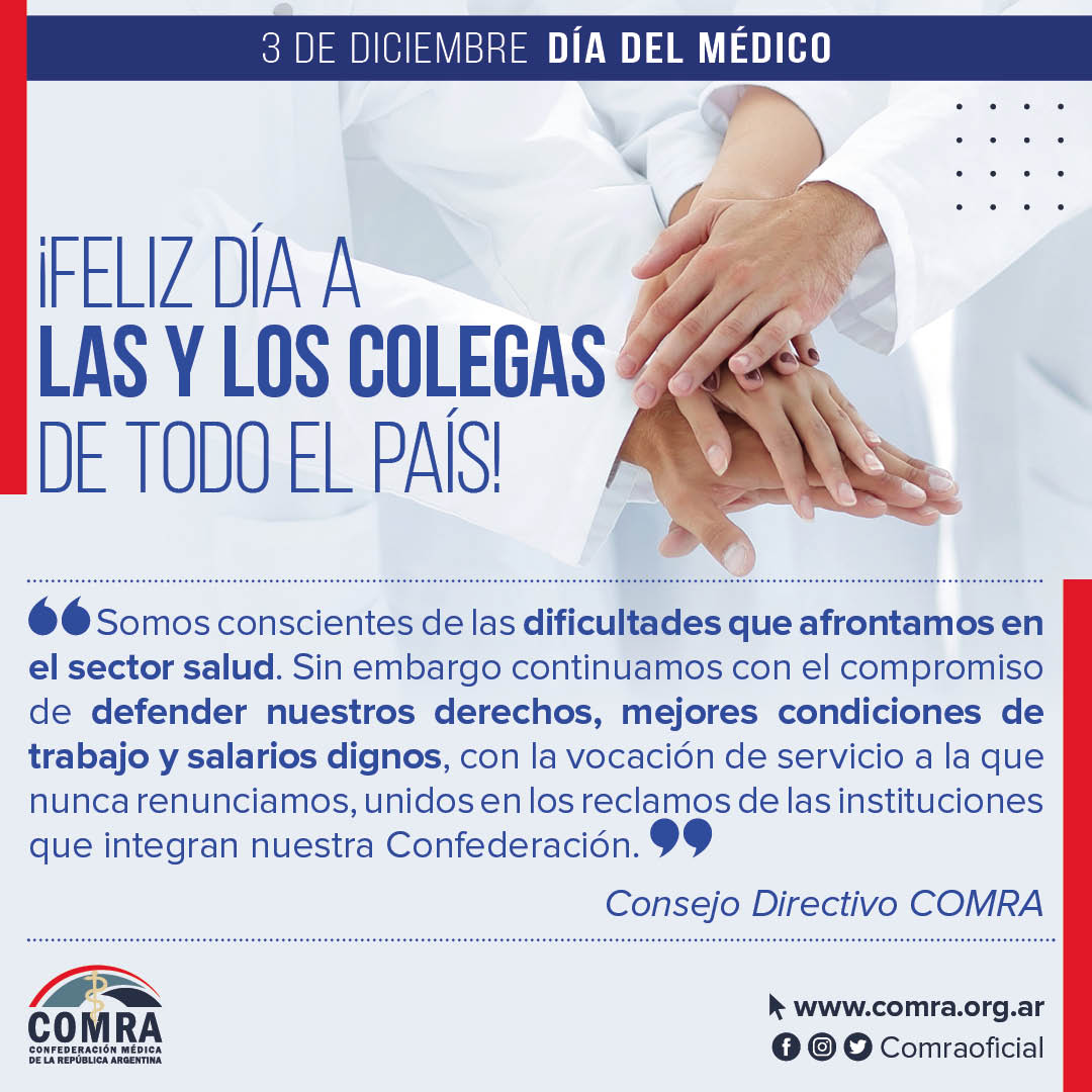 Comraoficial's tweet photo. 3 DE DICIEMBRE - DÍA DEL MÉDICO🩺🥼
👍¡Feliz día a las y los colegas de todo el país!
#DiaDelMedico
#FelizDiaDelMedico
#COMRA
#FilialesCOMRA https://t.co/GdVMwgF4pW