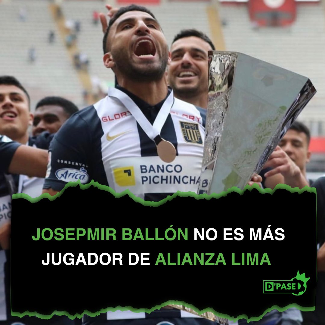 ¡NO VA MÁS! Josepmir Ballón no es más jugador de Alianza Lima. 📊: 141 partidos jugados 4 goles 2 campeonatos nacionales #Dpase #alianzalima #fútbolperuano ✍🏻: @ValeriaNoriegaF