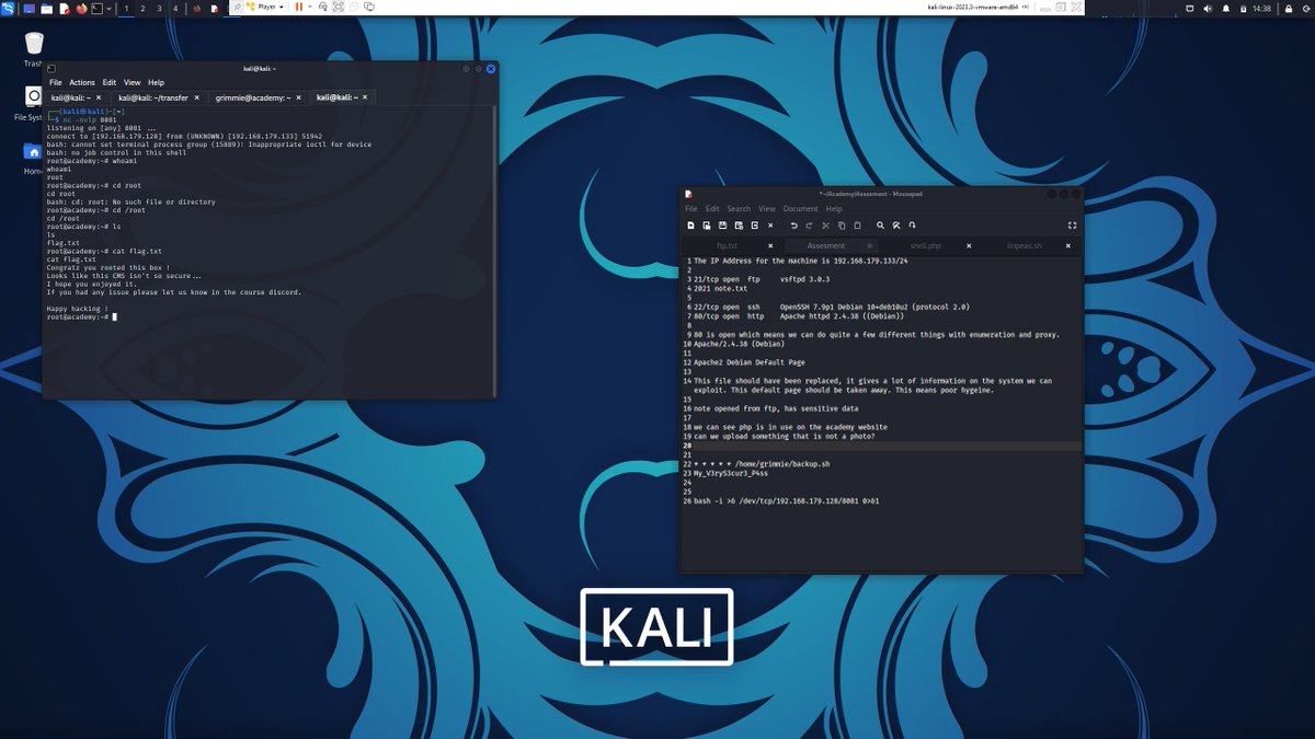 ITMikeMarshall's tweet photo. WHEW!

This 2nd box in the Mid-Course Capstone was not very easy for someone who has not been through Privilege Escalation😂 but I guess that is why there is going to be an entirely separate course to take for it!!!

#TCM #CTF #CaptureTheFlag #PrivlegeEscalation  #PenTester #Kali https://t.co/KjUuoBK2rV