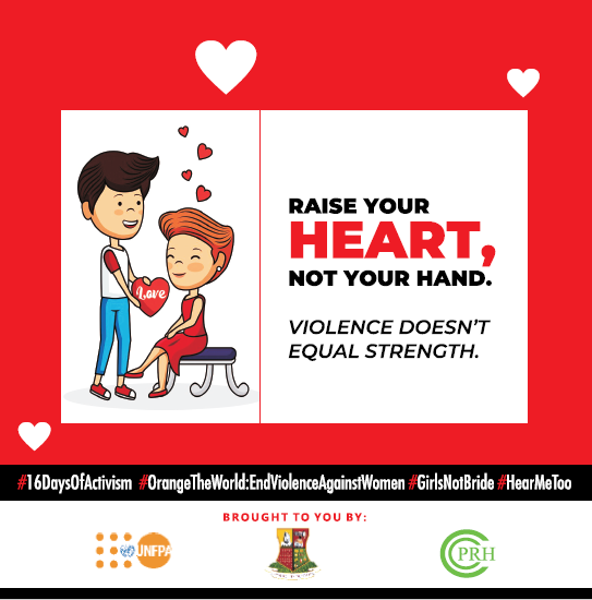 There will never be any justification for raising your hand to strike the OPPOSITE GENDER. Violence is Violence, STOP IT! #BreakTheSilence #EndFGM #16DaysOfActivism @AyodejiUzoma @cprh5 @UNFPANigeria @youthspeakloud @criticalpathng