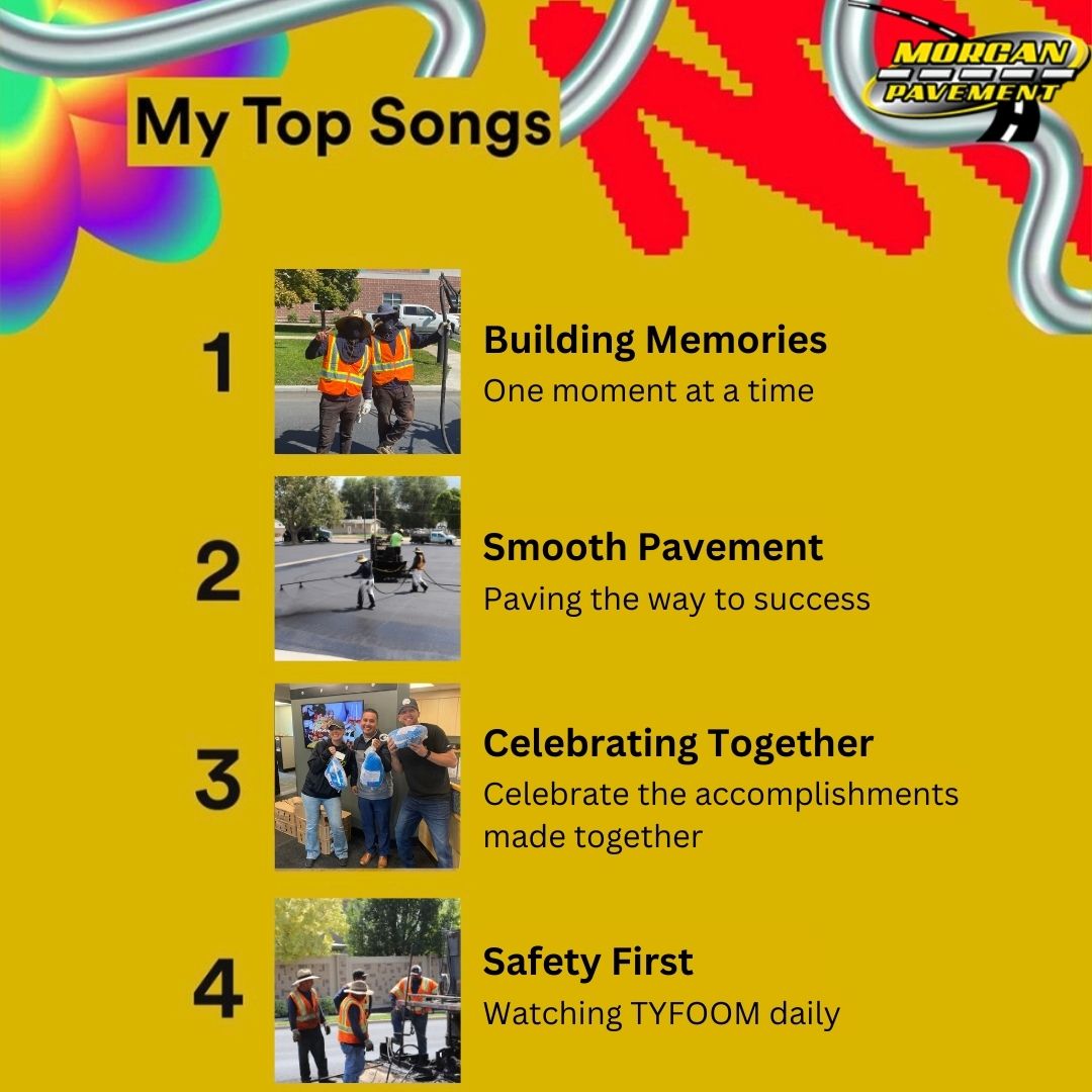 _morganpavement's tweet photo. Wrapping up the year with some of our rocking soundtracks. 😁 🙌 

#MorganPavement #spotifywrapped #pavement #asphaltpaving #pavingutah #utahconstruction #arizonaconstruction #crackseal #roadwork #roadworkconstruction #safetyfirst #safety https://t.co/OH8SDwHcHj