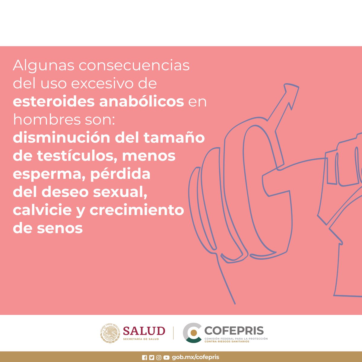 DIPRIS_Chiapas's tweet photo. El consumo no recetado de  #EsteroidesAnabólicos ocasiona efectos secundarios físicos, lo que representa un riesgo para la salud para hombres y mujeres. Consulta la campaña de concientización en galería: 
👉https://t.co/7SWMBIFbyz #CofeprisTeProtege https://t.co/OCYRNvFX31