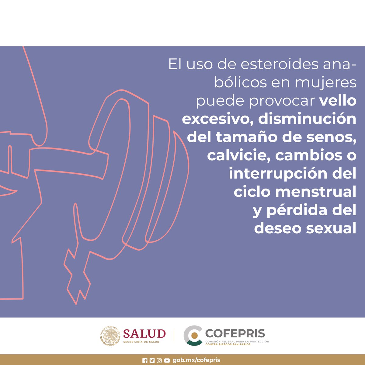DIPRIS_Chiapas's tweet photo. El consumo no recetado de  #EsteroidesAnabólicos ocasiona efectos secundarios físicos, lo que representa un riesgo para la salud para hombres y mujeres. Consulta la campaña de concientización en galería: 
👉https://t.co/7SWMBIFbyz #CofeprisTeProtege https://t.co/OCYRNvFX31