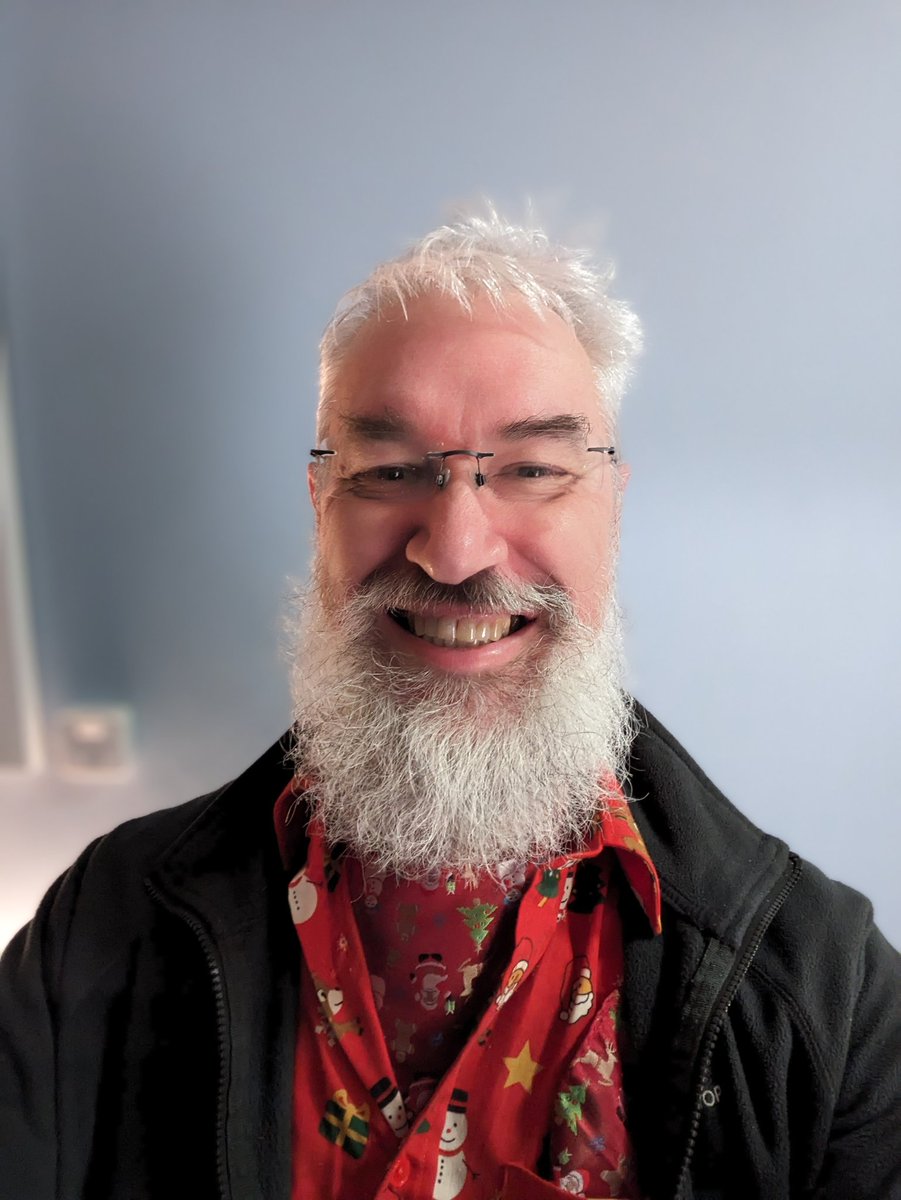 SqlBobScot's tweet photo. Opps rather late #DressUpFriday photo from last week's company Christmas party. Christmas cravat and shirt.
Hoping my long beard will help my play Father Christmas on Sunday ๐คฃ https://t.co/pf0UrO1jYn