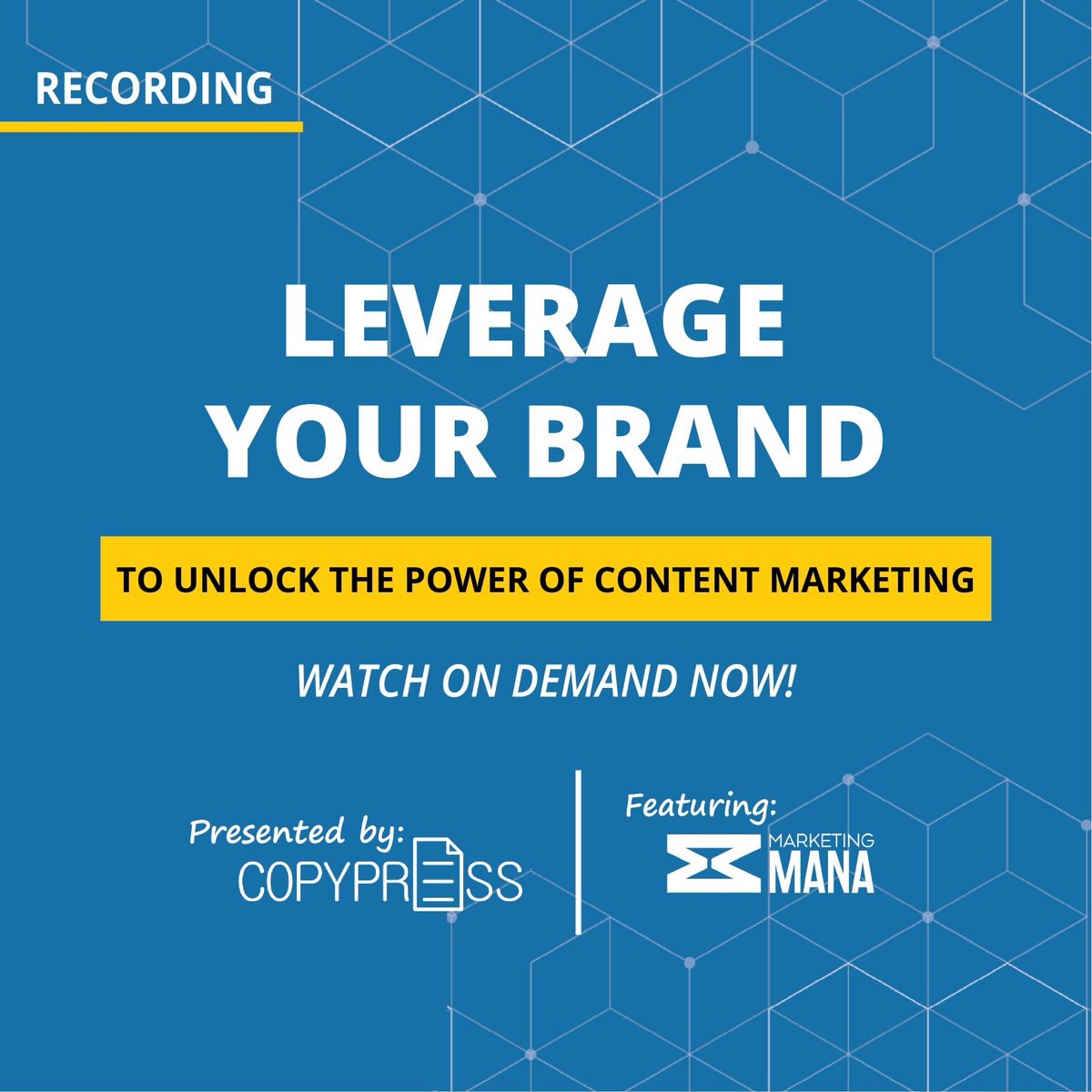 CopyPress's tweet photo. Last month, we launched the first CopyPress-hosted webinar with guest Alexis Rago of @MarketingMana1.

There were TONS of great insights, so if you weren't able to join, catch the replay on demand!
https://t.co/FxZ09HxDGS https://t.co/xWji7v5Blo