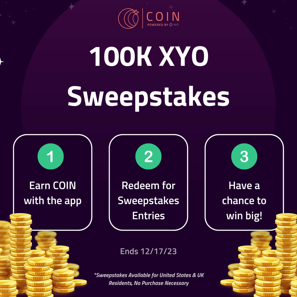 coin_with_us's tweet photo. With all the latest excitement about @OfficialXYO, we thought it may be a good time to remind you about the upcoming 100K XYO Sweepstakes!
It's simple: Earn COIN, Redeem, and have a chance to win!
Get the COIN App here: https://t.co/sm8usGxz3h
#COINSweepstakes #COINWithUs https://t.co/9mAYL9Qlpv