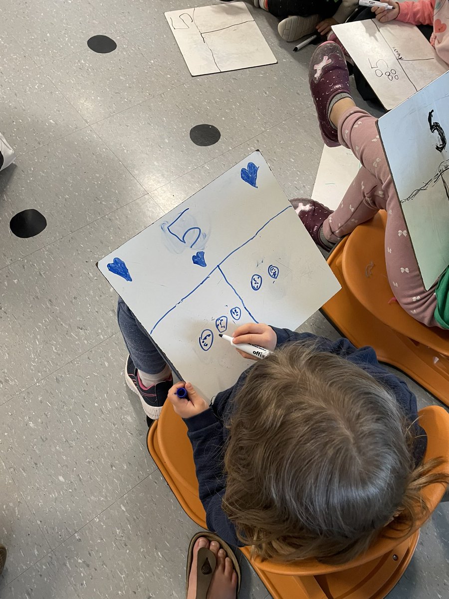 mrsbowesteaches's tweet photo. We had a blast using our jumbo dice for our math warm up. We took turns rolling the dice, subitizing the number on top then breaking that number in 2 parts. We can show our numbers with pictures or numerals. #math #subitize #dice #partpartwhole https://t.co/kzSwAmzIWA