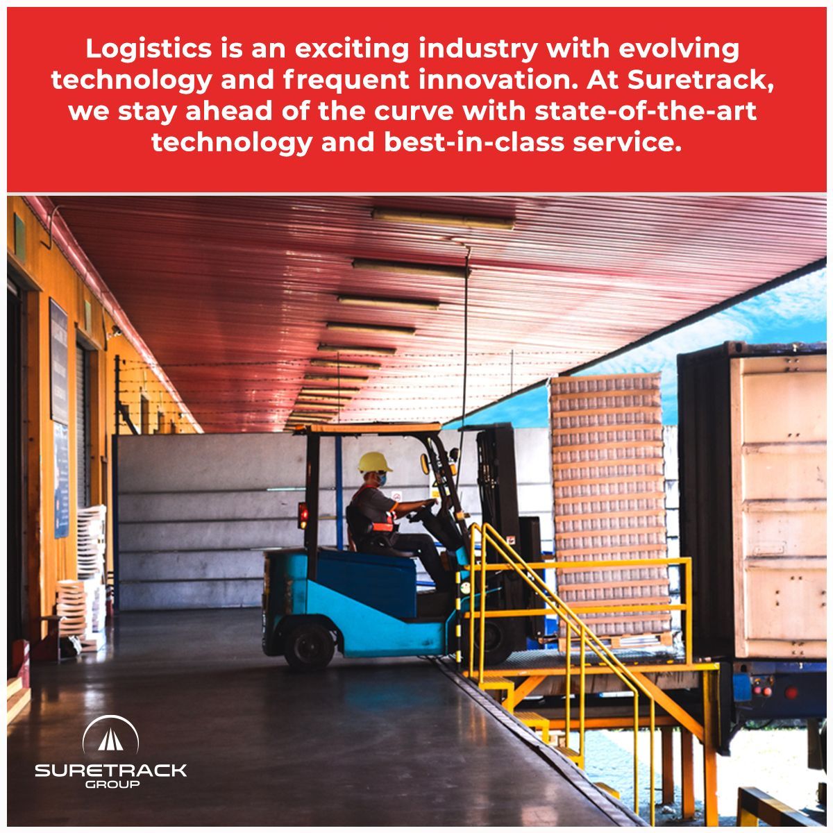 SureTrackGroup's tweet photo. #Logistics is an exciting industry with evolving technology and frequent innovation. At #Suretrack, we stay ahead of the curve with state-of-the-art technology and best-in-class service. Request a consultation with one of our logistics experts today. https://t.co/znN0D13iBs