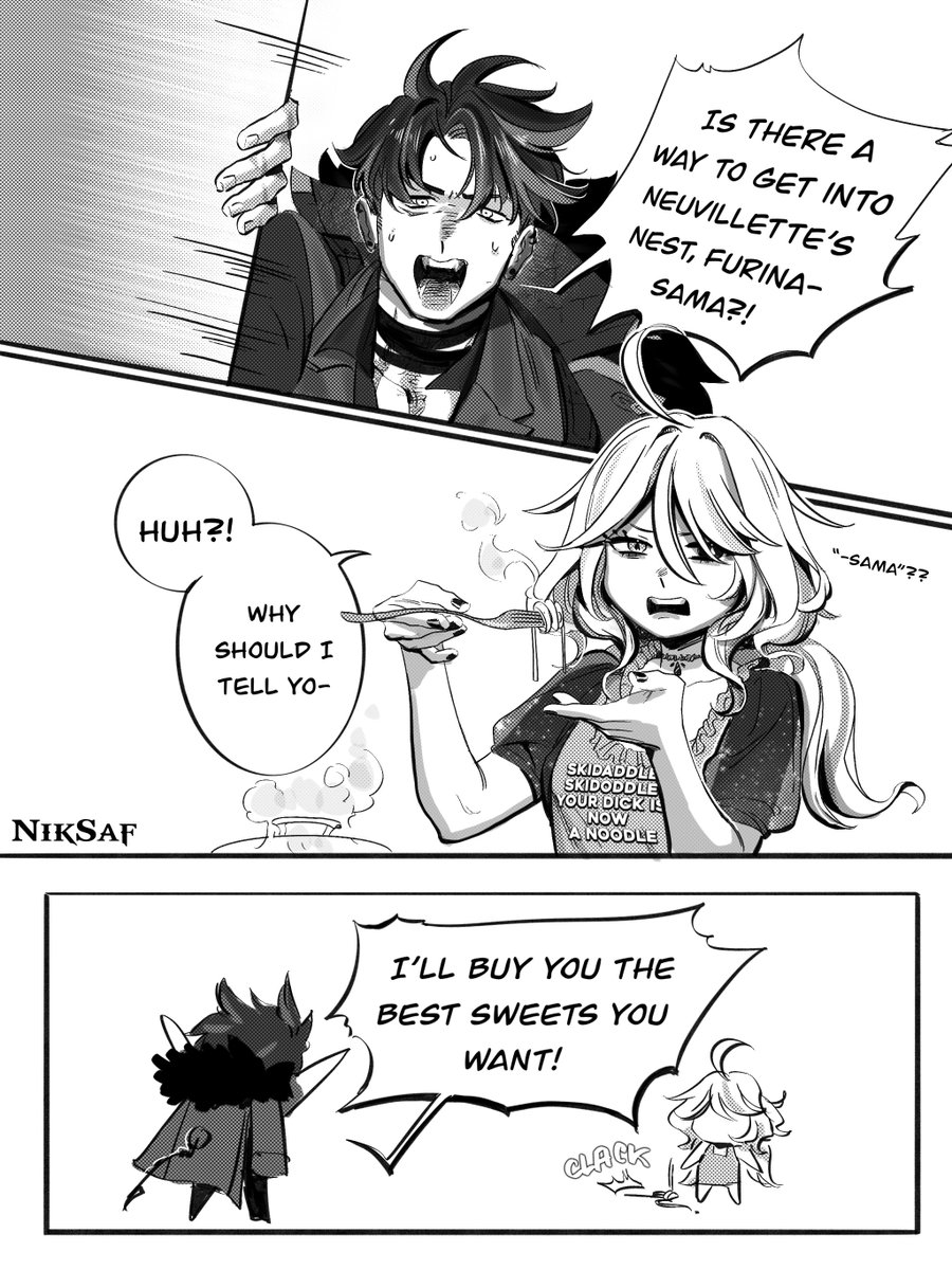 #wriolette #リオヌヴィ 
I found a mistake and had to reupload the whole thing /sobs
Anyway, the secret to neuvillette’s nest! 4 pages comic thread 🧵 
1/4
