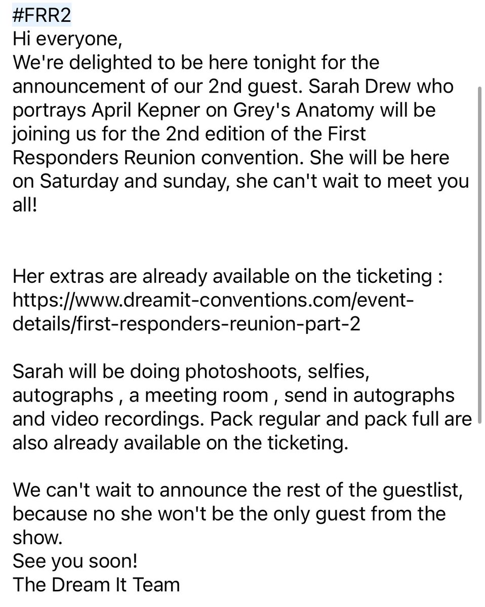 DreamitCon's tweet photo. #FRR2 Sarah Drew est notre deuxième guest, elle se joint à Danielle Savre et sera avec nous les 16 et 17 Décembre. // @SarahDrew is our 2nd guest, she's joining Danielle Savre and will be with us on December 16 &amp; 17. https://t.co/GcMVg3L4fg