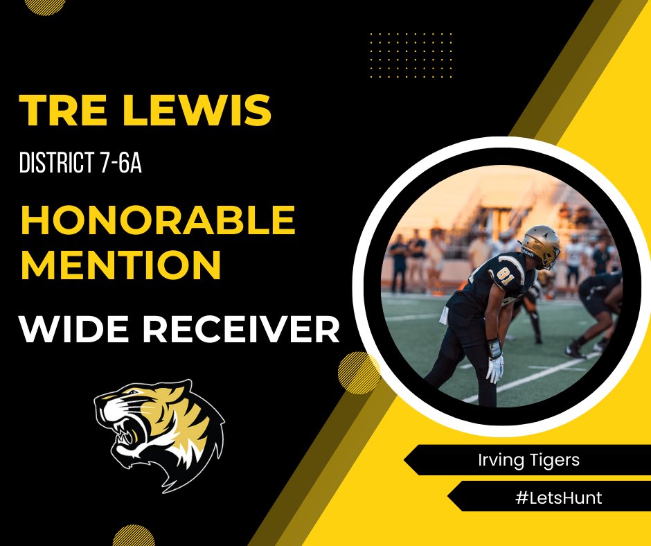 _IHSTigerFtball's tweet photo. Congratulations to our Honorable Mention All-District Football selections: 

•Tre Lewis
•Kevin Flores
•Jayden Alonzo
•Napoleon Proctor

@IrvingISD | @IISDAthletics | #LetsHunt https://t.co/vgRgS1qJBC