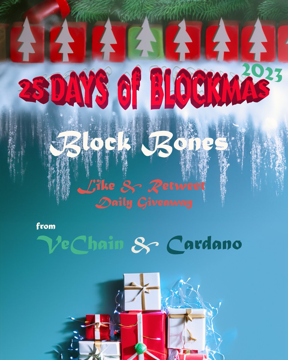 Skwuirley's tweet photo. Tis' The Season!
Like & Retweet the DAILY @BlockBones Giveaway for a chance to WIN!
Starting Today!
The first 10 to drop #BLOCKMAS in the comments will receive a Block Bones #VNFT or #CNFT!
Be on the lookout for Daily Giveaways!
Join Discord to enter Raffle!
#VeChain #Cardano https://t.co/CofmByJgVb