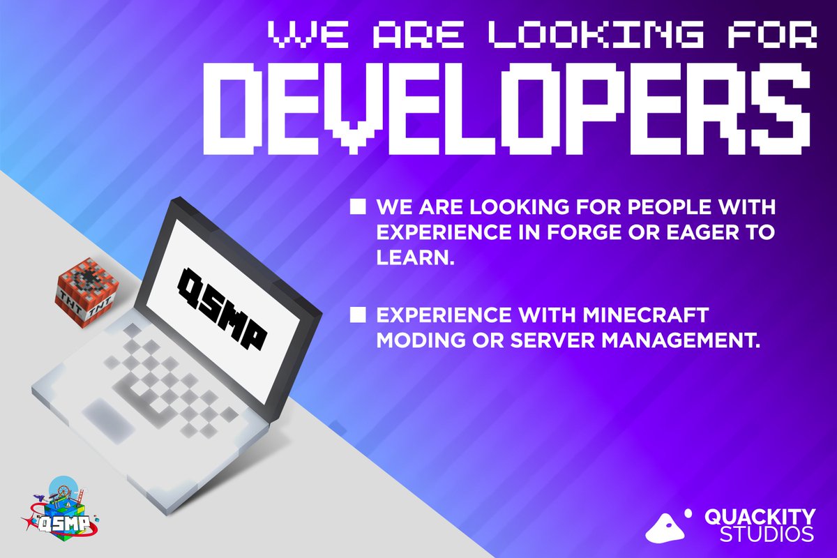 📢 We are looking for Minecraft Developers. If your passion includes modding, server management, or mastering Forge, and your eagerness to learn knows no bounds, your next destination is with us. 🏝️ forms.gle/PZx2JwmXsfTmBd… #QSMP